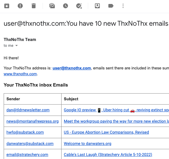 show bundled email with email summaries